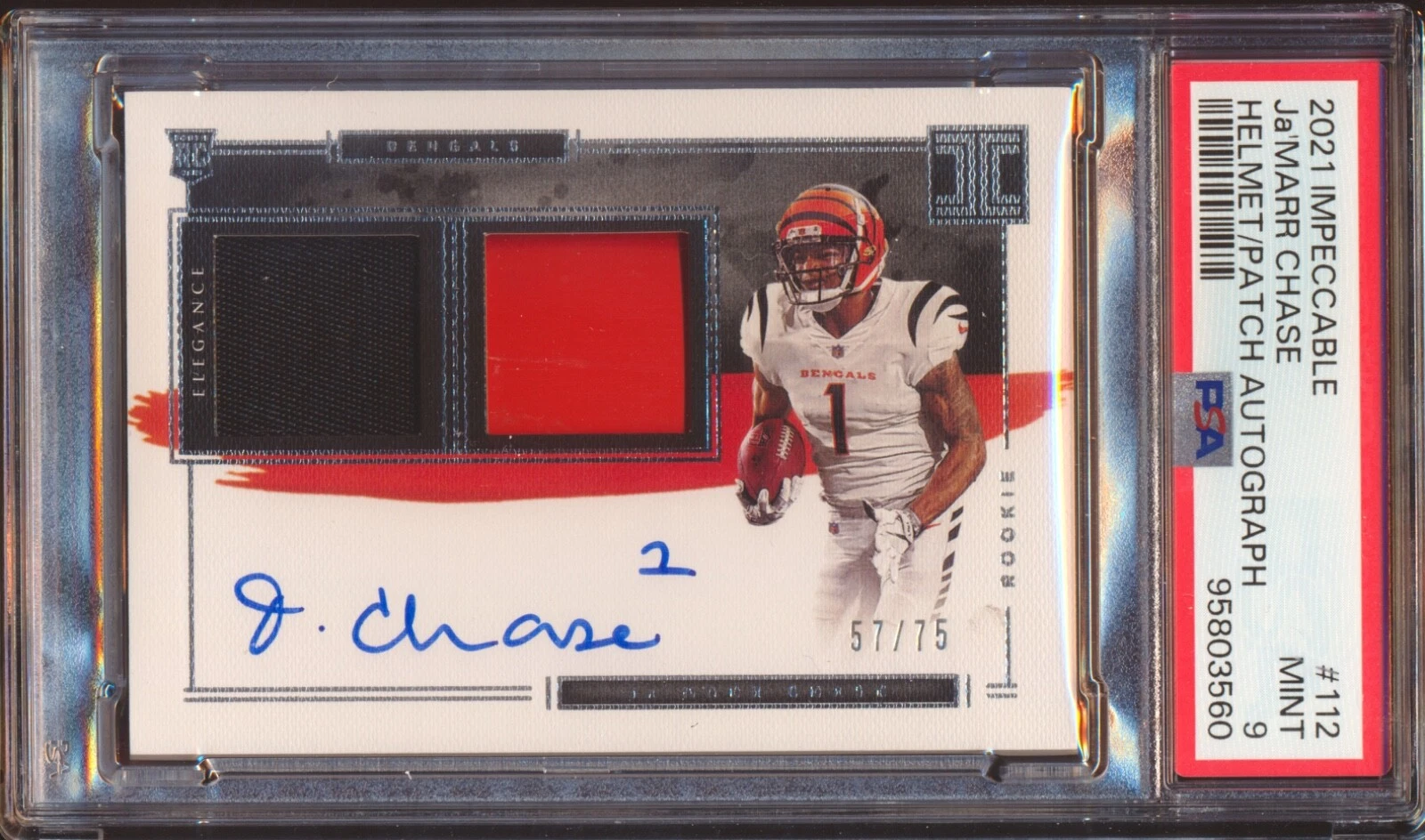 JaMarr Chase Panini Impeccable #112 Helmet/Patch Autograph