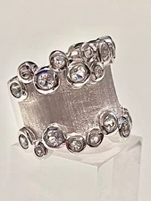JOYA BY JUDY CROWELL*925SS~CZ WIDE BAND BUBBLE DESIGN RING~SZ 6.5~12 GRS