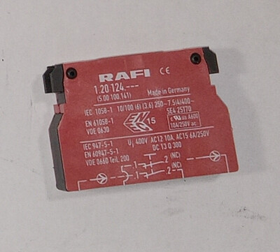 1 NEW RAFI 1.20.124 10 AMP 250 VOLT CONTACT BLOCK NNB ***MAKE OFFER***