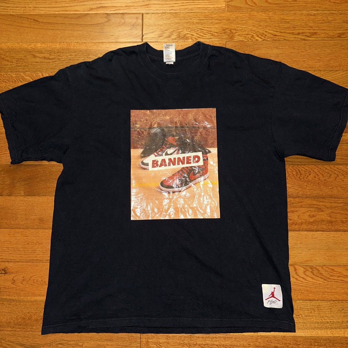 RARE Vintage Nike Air Jordan Banned Shoe Black T-Shirt Men's XL