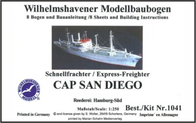 Wilhelmshavener Modellbaubogen ''CAP SAN DIEGO'' Maßstab 1:250  