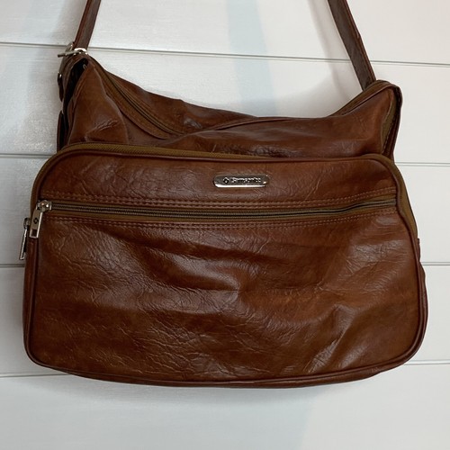 Vintage Samsonite Silhouette Shoulder Bag BROWN Leather Carry On Size Zipper - Bild 2 von 12