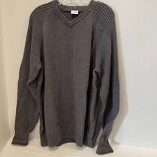 Columbia V Neck Men's Gray Cable Knit Sweater Size XL