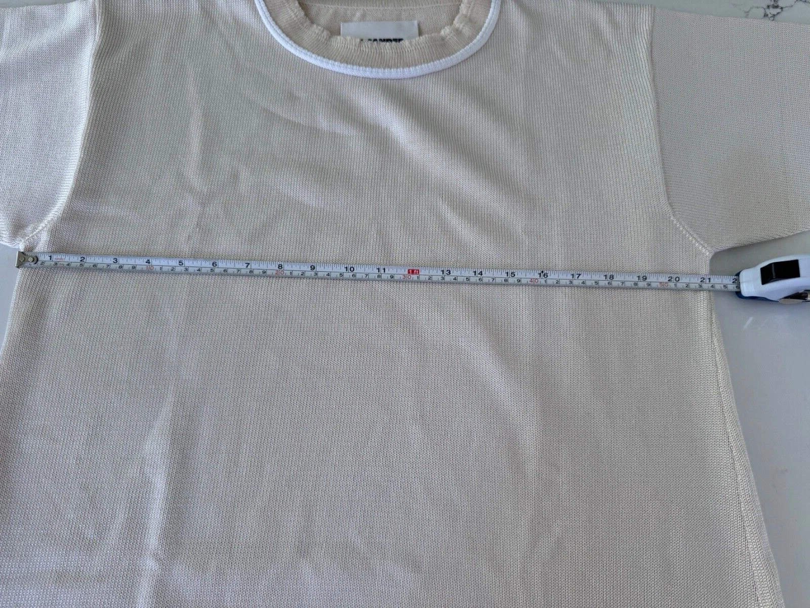 OFF WHITE Abito midi bianco lavorato a maglia Jil Sander taglia 10 (40 euro) nuovo con etichette