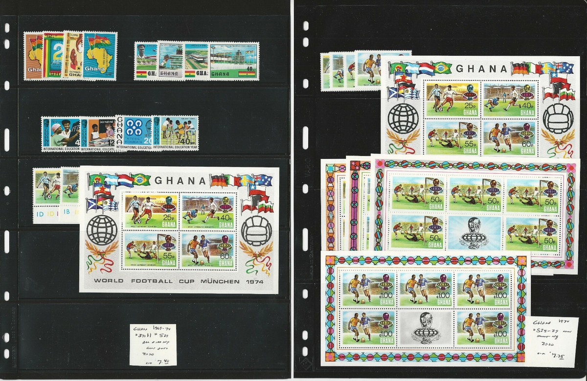 Ghana Stamp Collection, 1965-1974 Mint NH, 8 Pages Overprint