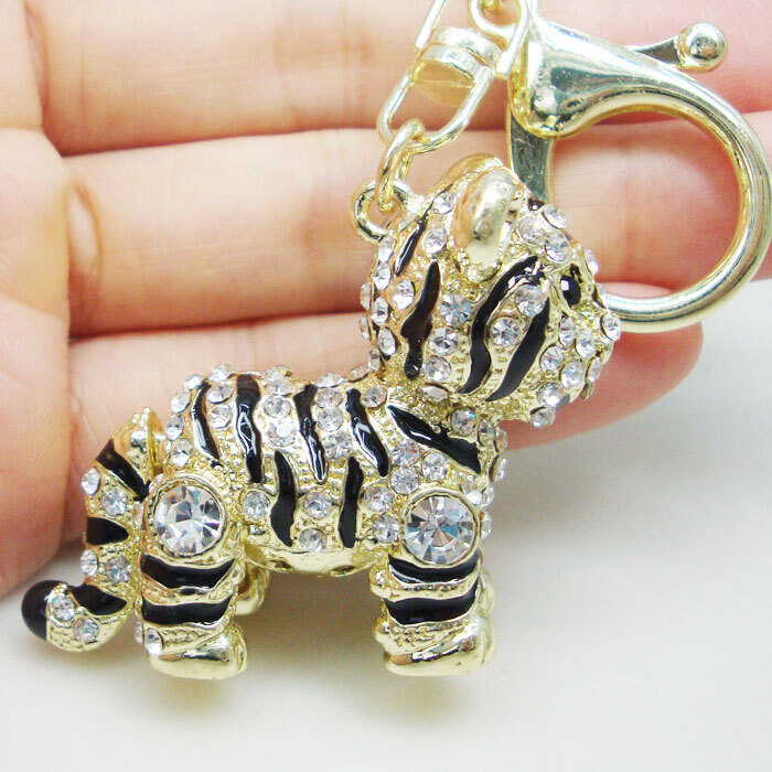 Fashion Lovely Metal 3D Tiger Animal Keychain Key Ring Tag Fob