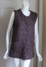 Focus Plum Fuzzy Boucle Acrylic Wool Pocketed Button Down Vest