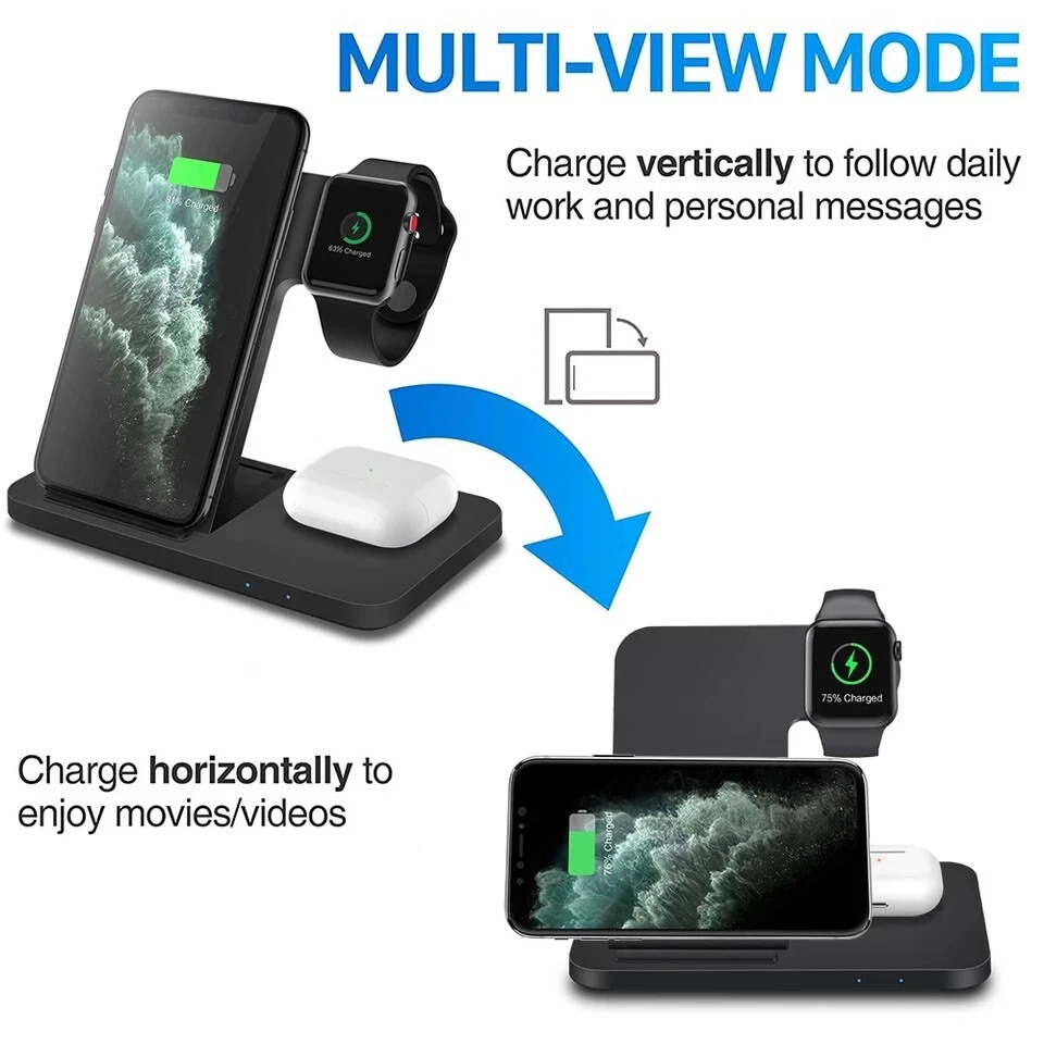 Waitiee Wireless Charger 3 in 1, 15w Fast Charging Station for Apple - Image 2 of 4