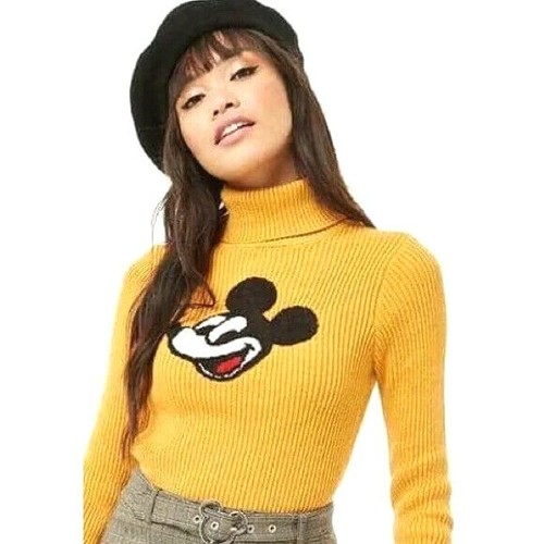 Forever 21 X Disney Women S Yellow Long Sleeve Turtle Neck Ribbed Sweater Size S Ebay