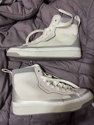 Michael Kors Sneakers Womens White Silver High Top Shoes US 8 Casual Lace Up