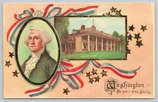 Patriotic US President George Washington Birthday Portrait Embossed Posted 1976