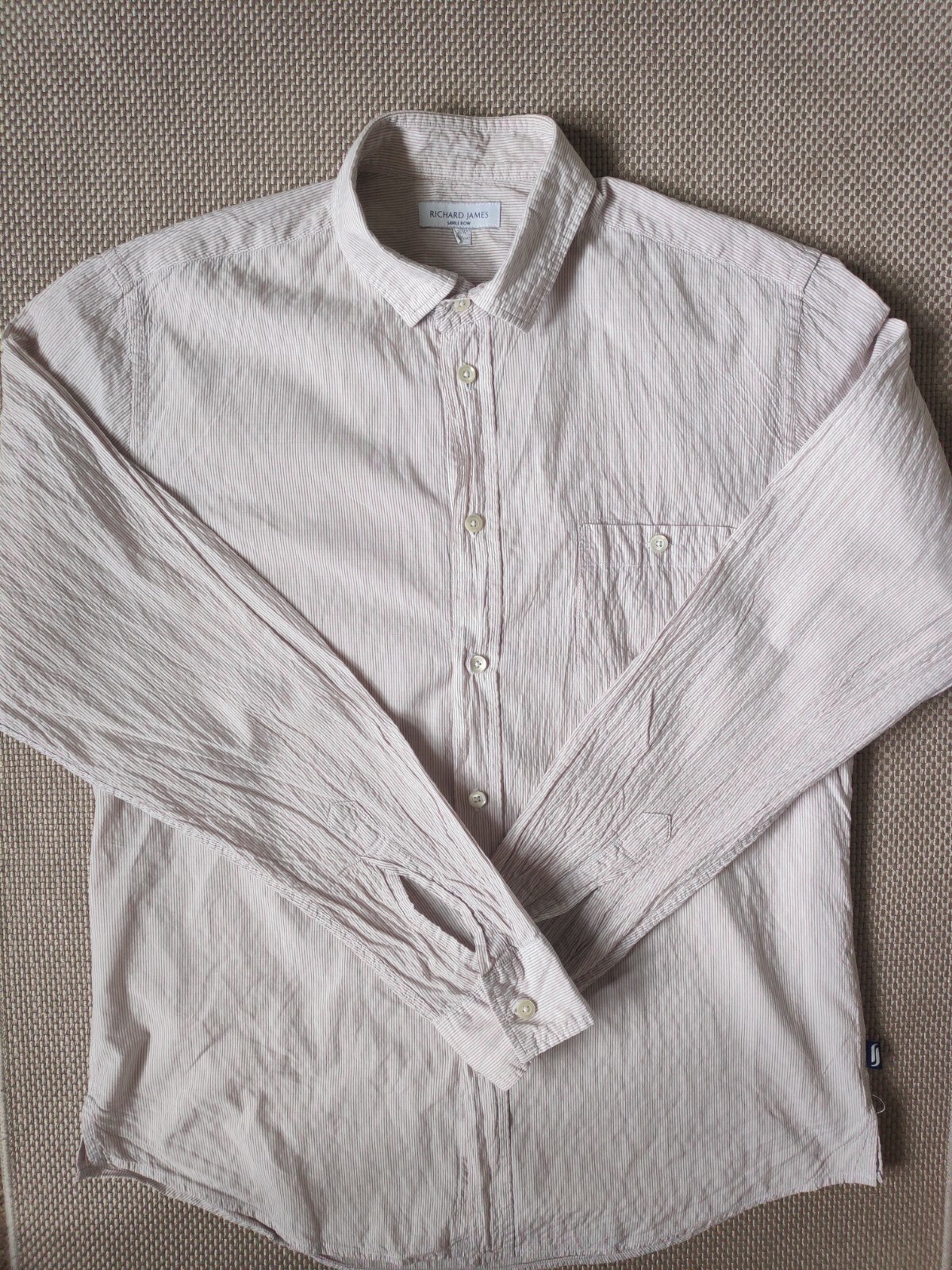 FILA Camicia Seersucker Richard James Savile Row a righe 16 5 42 M bianca e marrone