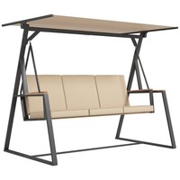 Hollywoodschaukel 3-Sitzer Schaukelbank, Gartenschaukel Mit Verstellbarem Dach