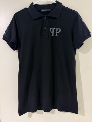 PHILLIP PLEIN Women s Polo Shirt Black XL Sequined Logo