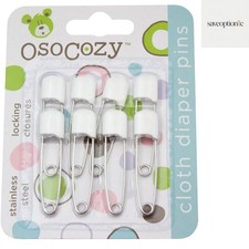 Diaper Pins - White - Sturdy, Stainless Steel Diaper Pins with Safe Locking...