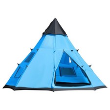 Outsunny 6-7 Person Large Family Party Camping Tent W/ Carrying Bag, Blue