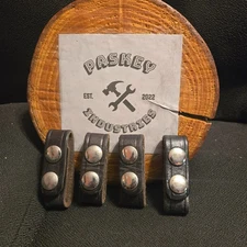 4 Pack Plain Black Leather Duty Belt Keepers w/ Nickel Snap