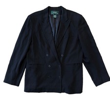 VTG Lauren By RALPH LAUREN Women s Double Breasted Blazer Sz 14 Black Button