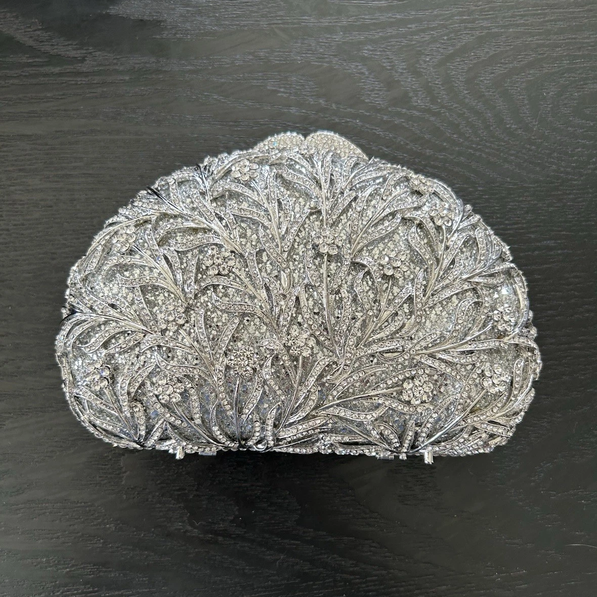 silver dress purses Perfect Bridal Sorrel Silver Sparkly Diamante Box Clutch Bag