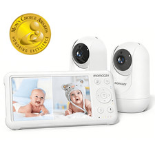 Momcozy Baby Monitor with 2 Cameras, 5-Inch 1080P Split Screen, 360 Coverage,