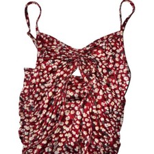 Shein Cherry Red Floral Spaghetti Strap Babydoll Ditsy Milkmaid Mini Dress