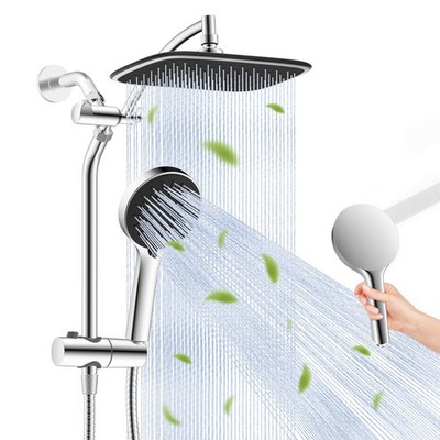 Dual Shower Head Combo 10 Inch High Pressure Rainfall Shower Head  with Handheld