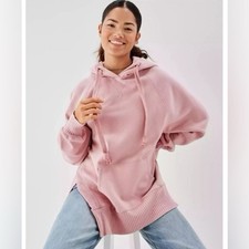 American Eagle Oversized Blush Pink Hoodie Women s M Slouchy Pullover Side Slits