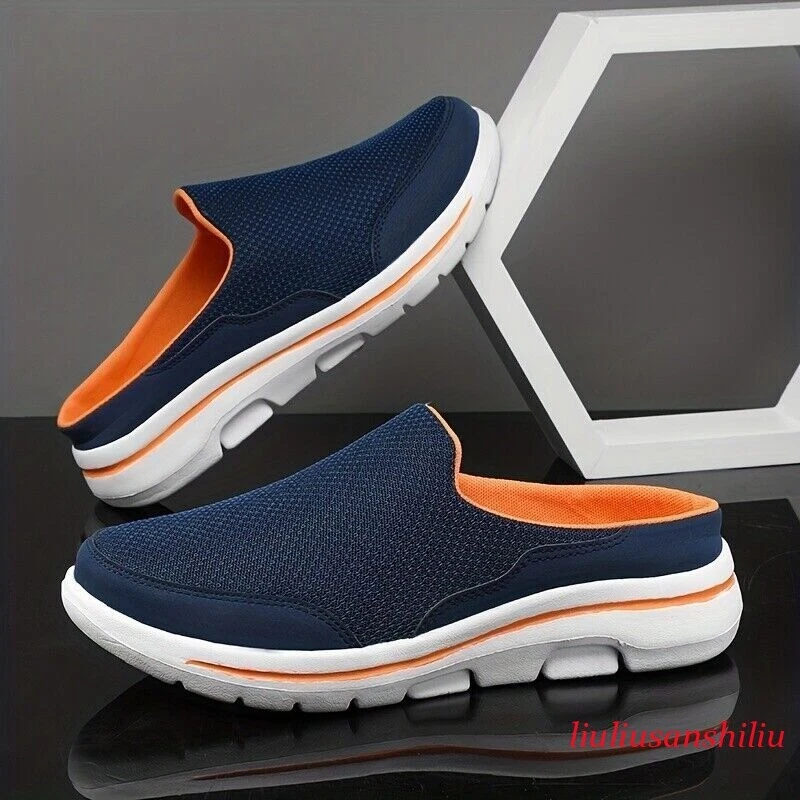 Men's Slip-On Mules Half Sneakers Casual Walking Shoes Outdoor Backless Sneakers