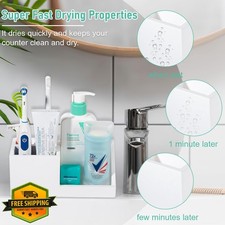 White Diatomite Toothbrush Holder Quick Dry Bathroom Organizer Countertop