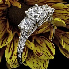 2 Ct Diamond Engagement Ring Round Cut D/SI1 White Gold 14k Enhanced