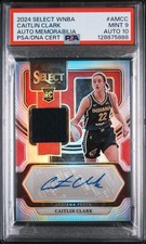 2024 PANINI SELECT WNBA #AMCC CAITLIN CLARK ROOKIE PATCH AUTOGRAPH PSA 9/10