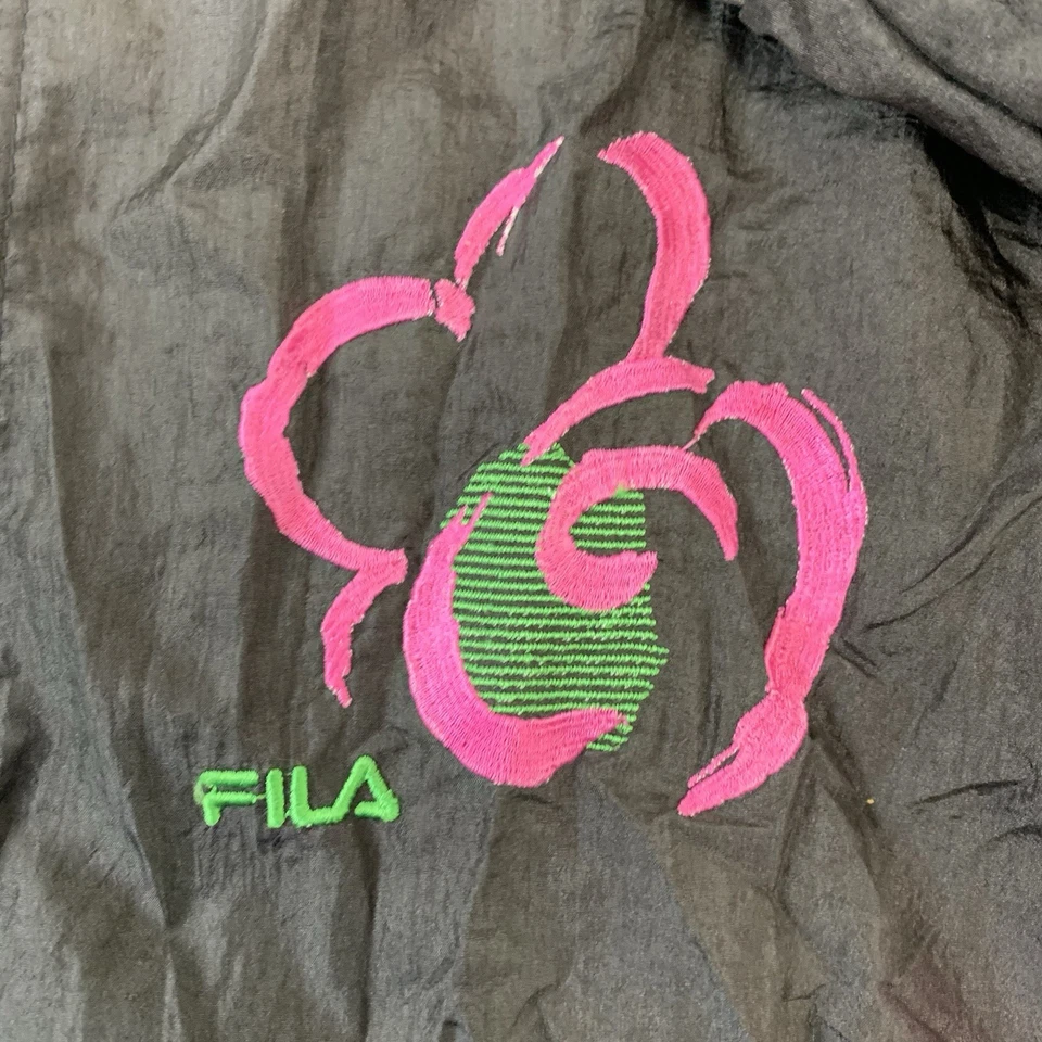 Vintage 80s 90s Fila Active Wear Color Block Windbreaker Jacket Medium Neon - Image 2 of 4