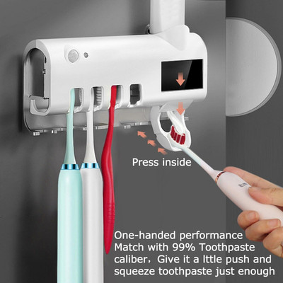 UV Toothbrush Holder & Sterilizer with Automatic Toothpaste Dispenser