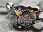 L.E. Smith Carnival Glass Sugar And Creamer Pinwheel and Hobstar In amethyst. — photo 3