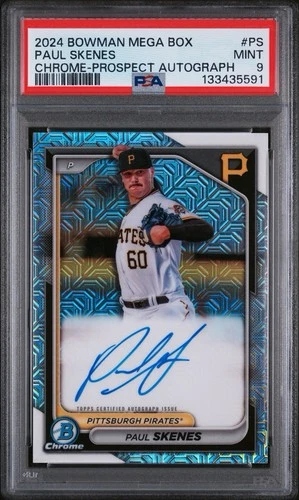 🌟 2024 Bowman Chrome Paul Skenes Mega Box Auto PSA 9 #PS 🔥 ROTY