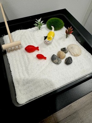 Cat Koi Fish Zen Garden 7 Inch by 7 Inch - with Random Cat Style Design New Gift