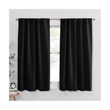 PONY DANCE Short Blackout Curtains 45 inch Long - Thermal Insulated Black Cur...