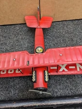 Vintage TAIYO World Toy Tin Bi-Plane Airplane Friction Made In Japan