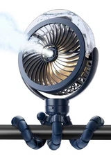 Misting Stroller Fan, 6000mAh Battery Operated Portable Fan with Light