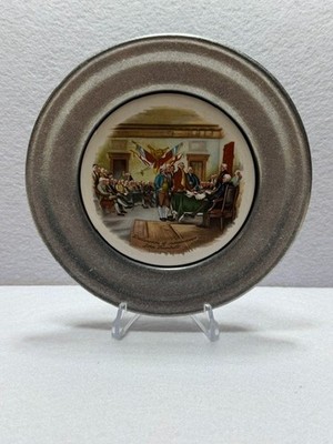 Declaration of Independence 1776 Commemorative Pewter Plate Wall Decor 5.5''
