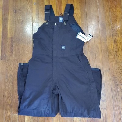 Berne Overalls Womens Large Brown Insulated Snow Bib Workwear Canvas WB515DBN