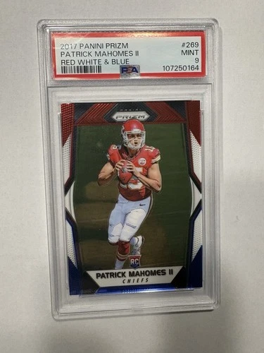 2017 Panini Prizm Patrick Mahomes II Red White Blue RWB #269 Rookie Card PSA 9
