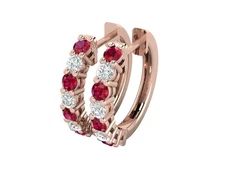 3/8 Carat Diamond and Gemstone Hoop Earrings for Women in 14k Gold (G-H, SI2-I1)