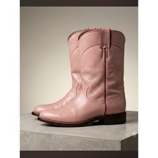 Vintage Justin Pink Leather Cowboy Boots Women Size 6.5 B Style 3065 Made in USA