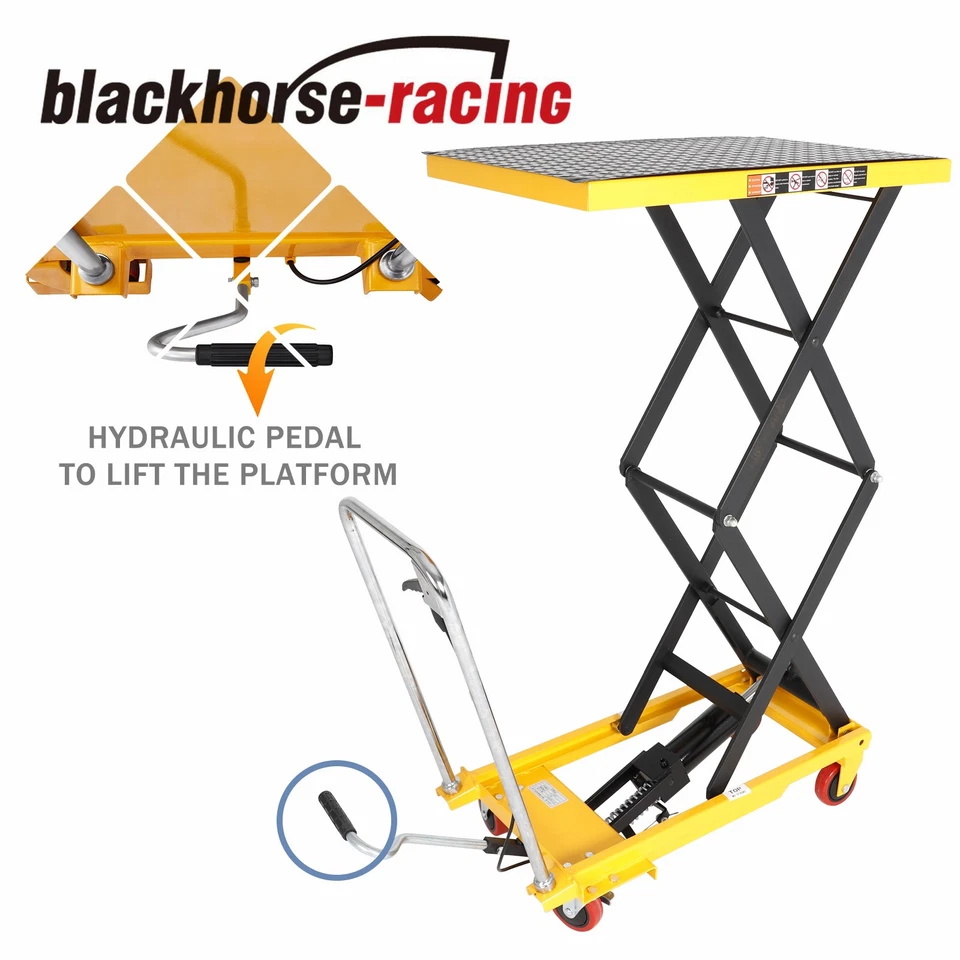 330 lbs Hydraulic Lift Table Cart Manual Double Scissor Lift Table 50" - Image 4 of 4