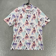 Bad Birdie Polo Shirt Mens Large Golf Cali Pastel Tropical Geo Print Top