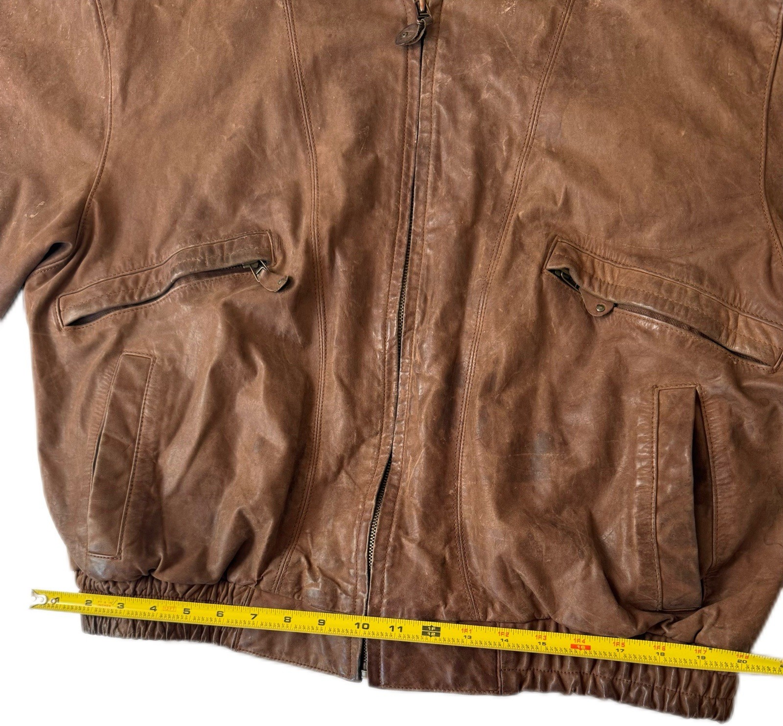 VTG Clipper Mist London Town Men’s Brown w/black Accents Leather Jacket SZ XL 