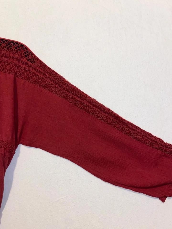 Vestido Babydoll American Eagle Granate Hasta la Rodilla Manga Campana Boho Talla Mediana Foto 3 de 4