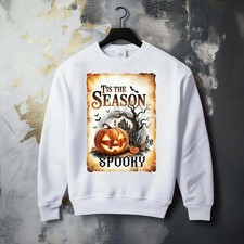 Fall Halloween Spooky Pumpkin Haunted House Whimsical Graphic Cozy Sweatshirt