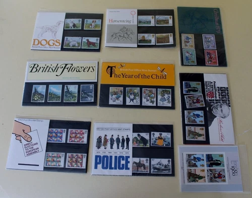 GB 1979 PRESENTATION PACKS COLLECTION OF 8 +1M/S COMMEMORATIVE STAMPS MINT SETS